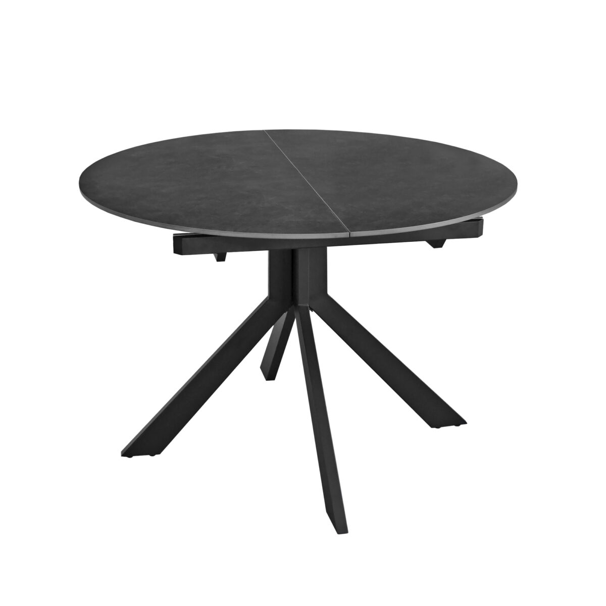 Extendable Table PINA Black (Copy) Discover the PINA Black extendable table, an elegant and versatile piece, ideal for your kitchen. The black ceramic top, with a diameter of 110 cm, extends by 40 cm, providing generous space for family meals. Choose the perfect style for your decor!