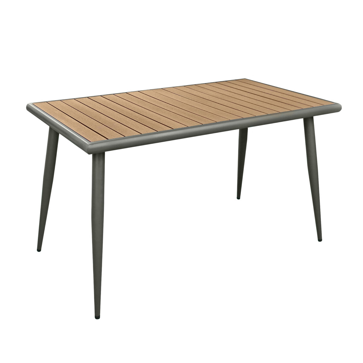 Masă Terasă TER-F06 Descoperiți masa de terasă TER-F06, perfectă pentru grădină și Horeca. Cu un cadru din aluminiu vopsit și blat din lemn de rășinoase, asigură durabilitate și stil. Cu piciorușe reglabile pentru stabilitate, este ideală pentru momentele petrecute afară.