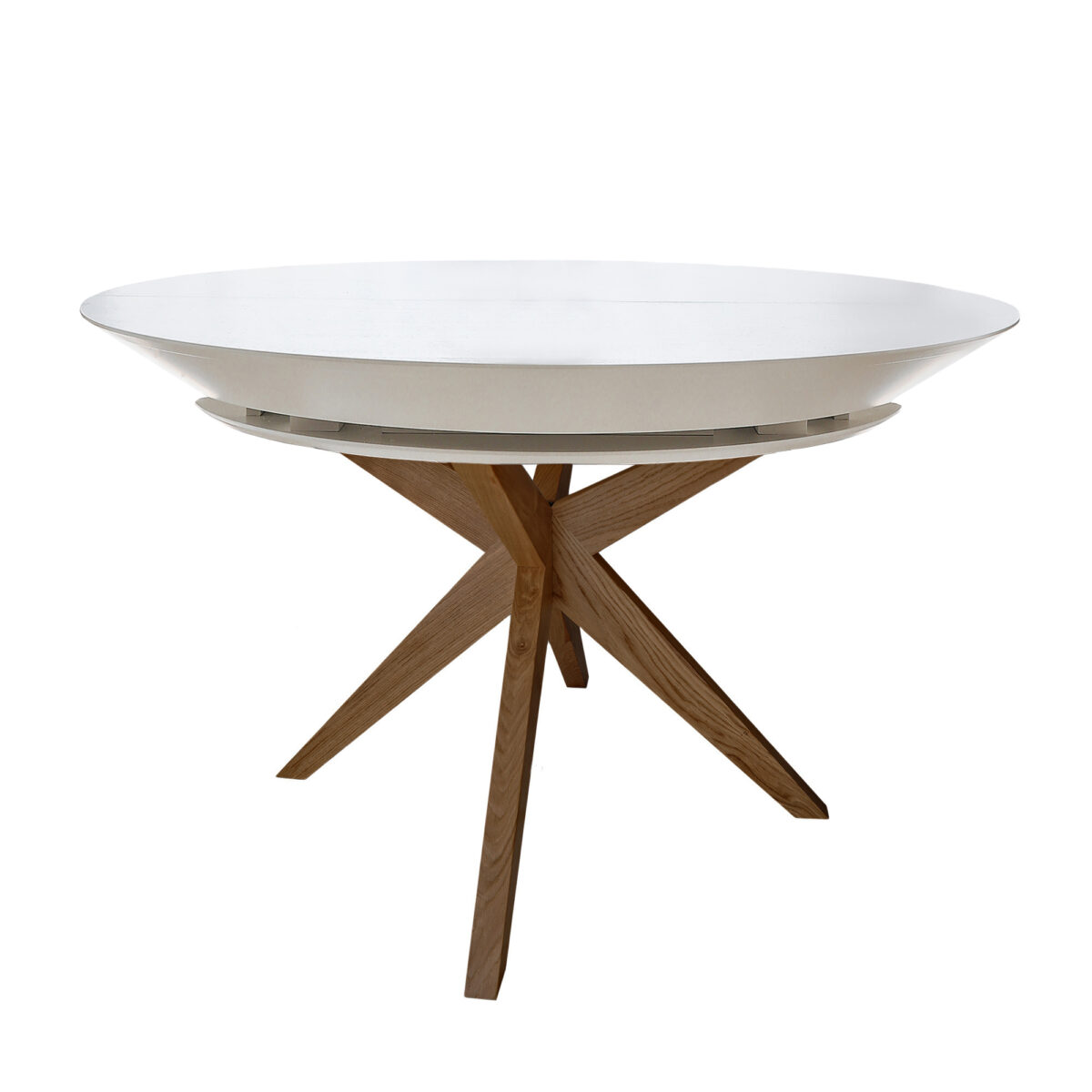 Masa NOVA Furnir~White Top+Italian Legs 1270+500+500*H750 Descoperiți Masa NOVA Furnir White Top+Italian Legs, o piesă elegantă din mobilă bucătărie, cu un design italian sofisticat. Blat glisant de MDF furniruit, extensibil până la 227 cm, și cadru din lemn de fag masiv, pentru confort și stil. Adăugați un plus de eleganță locuinței dumneavoastră!