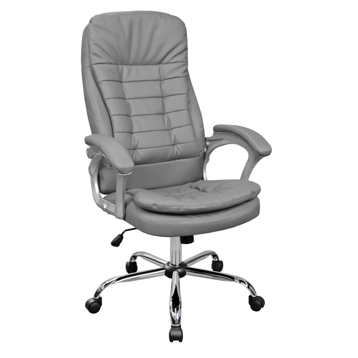 Fotoliu Birou BX-0025~Grey Descoperiți fotoliul de birou BX-0025 în nuanța gri, perfect pentru confort și eleganță în timpul orelor de lucru. Cu bază din oțel cromat și tapițerie din piele eco, acest fotoliu are un design modern și funcțional, adaptabil oricărui birou. Ideal pentru casa sau birou!