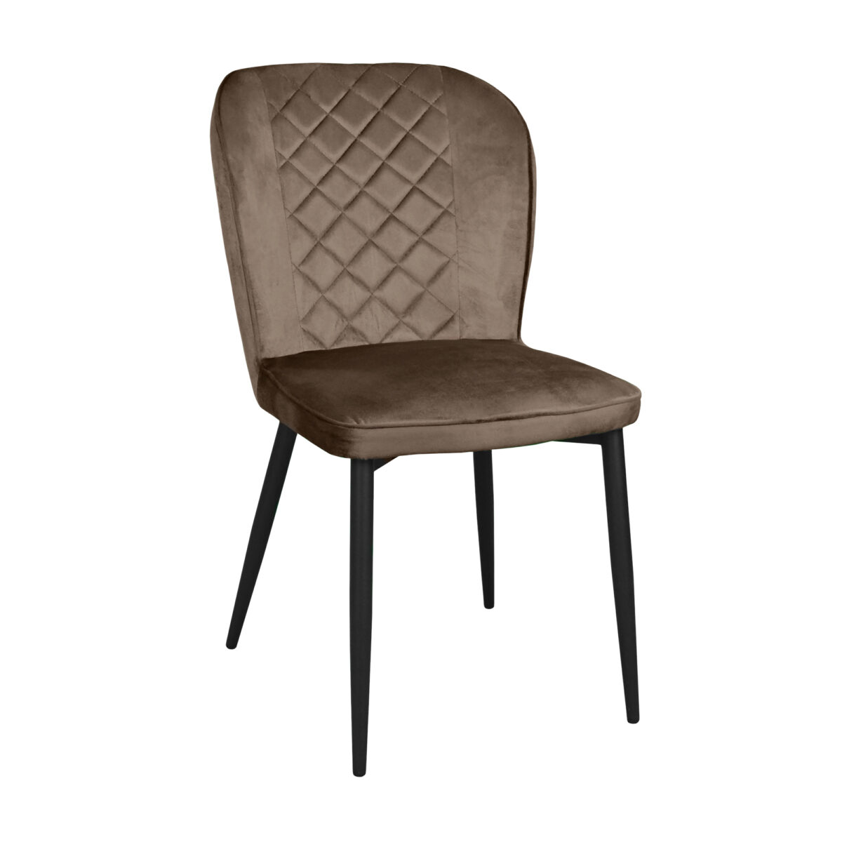 TUSK Chair Velvet Brown + Black Legs Discover the TUSK chair in brown velvet, with black legs, perfect for your kitchen! Comfortable and elegant, with a modern design, this chair provides excellent support thanks to high-quality materials. Also available in other colors!