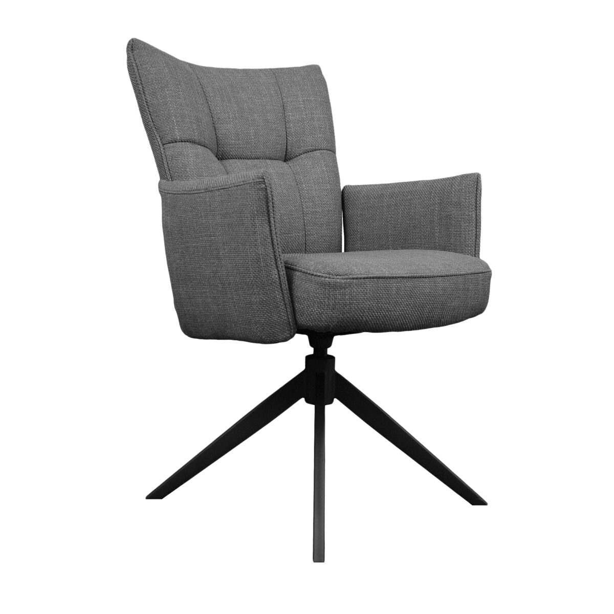 Scaun Blanc Plus Arm~Dark Grey Montego Descoperă scaunul BLANC PLUS Dark Grey, o alegere elegantă pentru bucătăria ta! Fabricat din placaj solid și tapițat cu stofă gri închis, oferă confort și stil. Picioarele din metal asigură stabilitate, iar designul său sofisticat completează perfect orice decor.