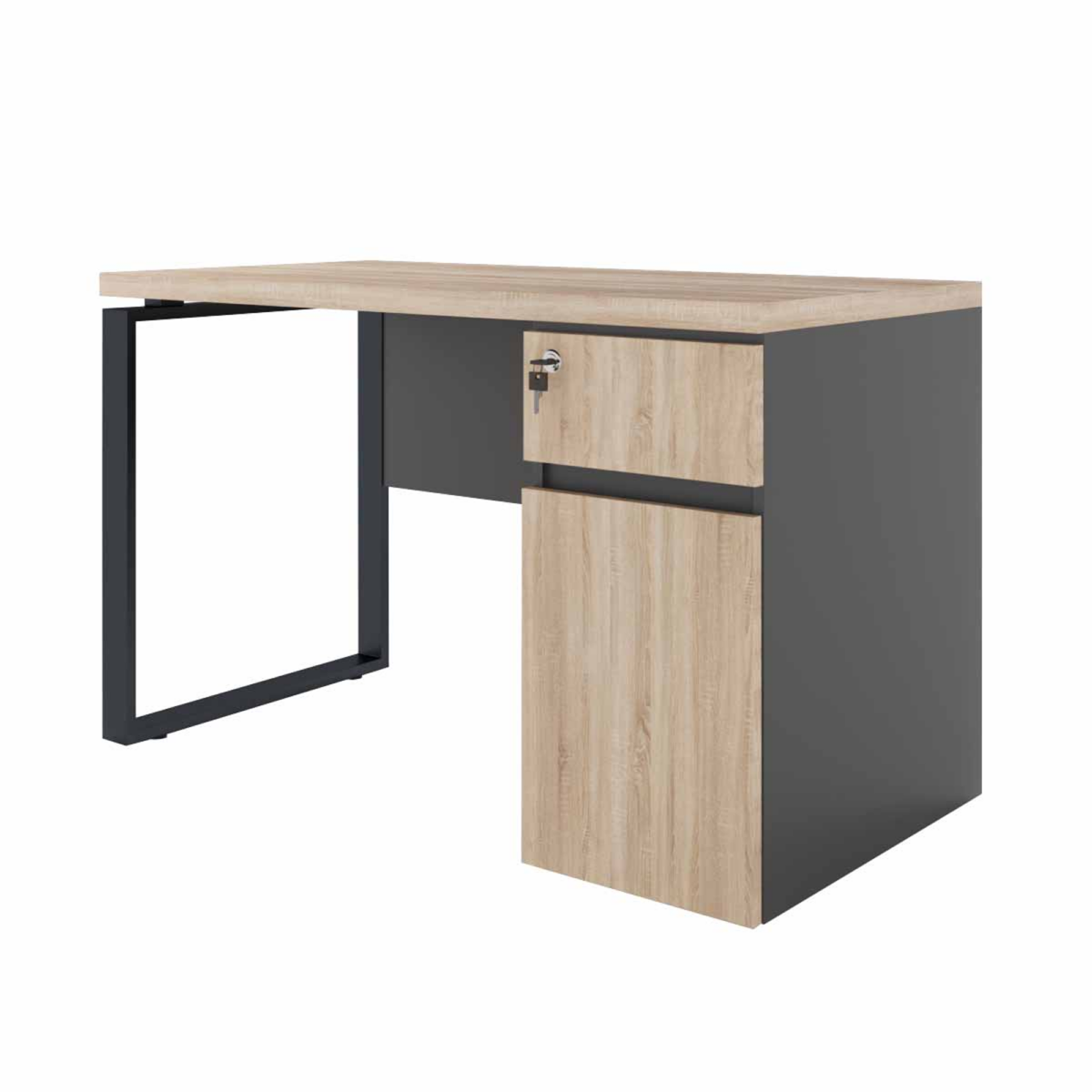 Masa Birou+BOX încorporat Dreapta 1200×600 Sonoma/Black Descoperă Masa de Birou cu BOX încorporat Dreapta 1200×600 Sonoma/Black, ideală pentru biroul tău! Oferă spațiu generos de lucru și depozitare suplimentară. Realizată din PAL melaminat, rezistent la zgârieturi, aceasta este perfectă pentru orice mediu de lucru.