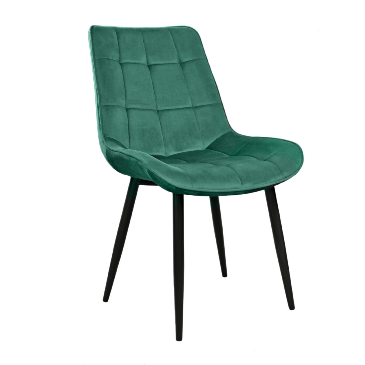Hans Velvet Chair Green HLR57 + Black Legs Discover comfort and style with the Hans chair, upholstered in green velvet and featuring black metal legs. Ideal for your kitchen, this chair offers stability, elegance, and a pleasing design. It has a comfortable height of 48 cm and generous dimensions!