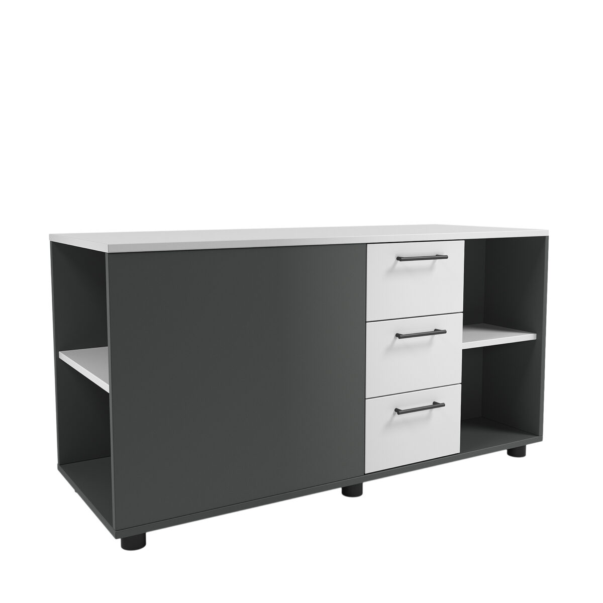 Office Core Cabinet Discover the Tumba Office Core, a modern cabinet for the office and living room, featuring a frame made of electrostatically painted metal and a laminated particleboard top. With 3 drawers on both sides, it is the ideal storage solution. Customize the materials and colors for a unique design!