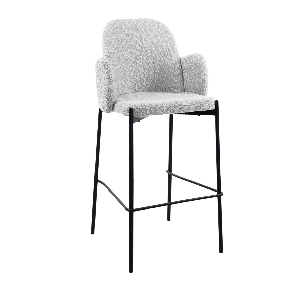 Scaun Bar Cosmo~Light grey Descoperă Scaunul Bar Cosmo Light grey, ideal pentru orice spațiu modern! Combină confortul cu un design elegant, susținând până la 120 kg. Tapițeria din stofă și cadrul metalic oferă durabilitate, iar dopurile din plastic protejează pardoseala. Perfect pentru baruri și bucătării!