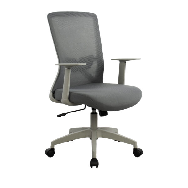 Fotoliu Birou Norton~Grey Descoperă fotoliul de birou Norton Grey, combinând designul modern cu ergonomia. Ideal pentru birou sau acasă, oferă confort, susținere și ajustări personalizate pentru perioade lungi de lucru. Stabilitate garantată și ventilație excelentă. Alege confortul!