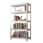 Household shelf with 5 levels Discover the 5-tier household shelf, perfect for efficient storage! Made from a sturdy metal frame and laminated shelves, it offers a load capacity of up to 200 kg per level. Easy to assemble and reconfigure, it is the ideal solution for organizing your space!
