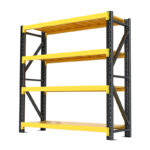 Storage shelf with 4 levels, depth 60 cm, height 200 cm. Discover the 4-tier storage shelf, 60 cm deep and 200 cm high, perfect for the efficient storage of medium-weight goods. Easy to assemble, with a load capacity ranging from 200 to 600 kg per level, it's ideal for electronic products and everyday use.
