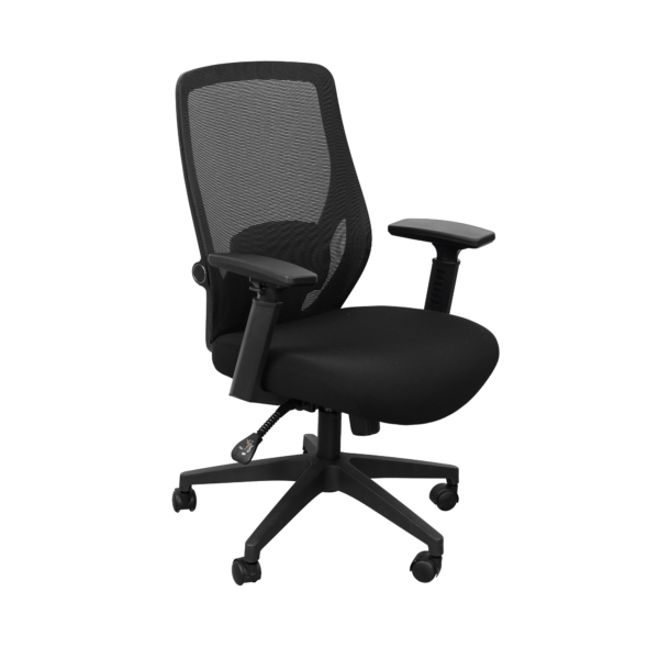 Office Armchair Edgar Black Discover the Edgar ~Black office chair, featuring a modern design and customizable comfort. Upholstered in fabric, it includes an Anyfix mechanism for adjusting the seat and backrest, and an adjustable lumbar support for long-lasting comfort. Ideal for the office, with flexible adjustments and maximum stability.