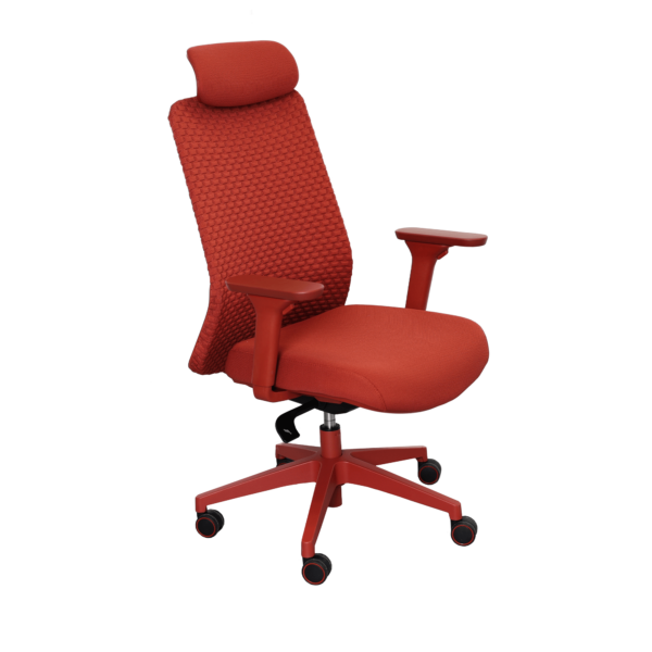 Gino Red Office Chair The Gino office chair offers ergonomic comfort with a modern design and high-quality materials. The adjustable Multiblock mechanism, 3D armrests, and adjustable lumbar support ensure a personalized and comfortable experience. Ideal for the office, it combines durability with flexibility!