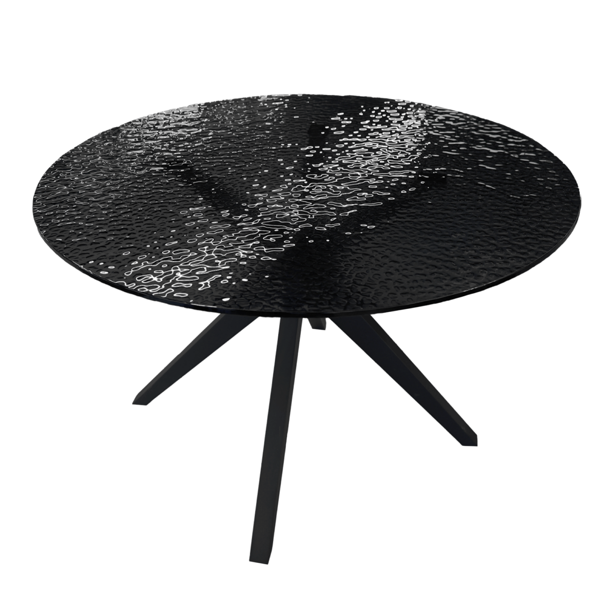 Стол Viola Black Ø140 Откройте для себя стол Viola Black Ø140 — современный и элегантный дизайн, идеально подходящий для столовых или социальных пространств. Столешница из стекла Ripple толщиной 12 мм придает изысканный эффект, а металлическая рамка с электростатической покраской обеспечивает долговечность и стабильность. С диаметром 140 см и высотой 76 см, стол предлагает достаточно пространства и комфорта для любых встреч. Идеален для современных или классических интерьеров!