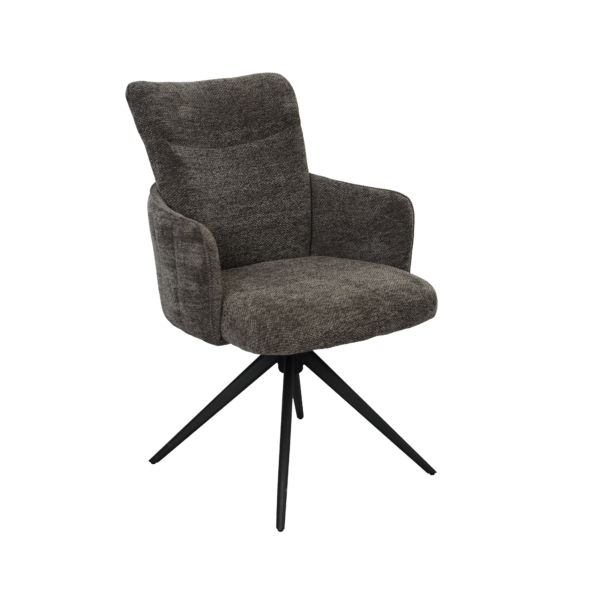 Scaun Erni Dark Grey Descoperiți scaunul Erni – o alegere elegantă și confortabilă pentru birou sau living. Cu cadru metalic și tapițerie din stofă durabilă, oferă susținere optimă și confort. Mecanismul rotativ la 360 de grade și funcția de revenire automată asigură un confort sporit și practicitate. Ideal pentru orice tip de activitate!
