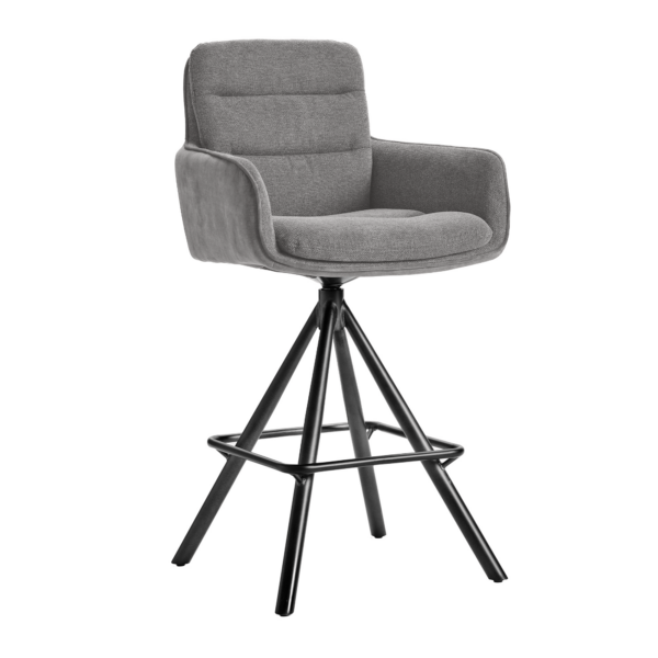 Fotoliu Bar MAISON Grey Descoperă fotoliul de bar MAISON - perfect pentru bucătărie și baruri. Cu un design elegant, construcție robustă și tapiserie de calitate, oferă confort și stil. Mecanismul rotativ la 360 de grade asigură libertate de mișcare. Ideal pentru orice spațiu!
