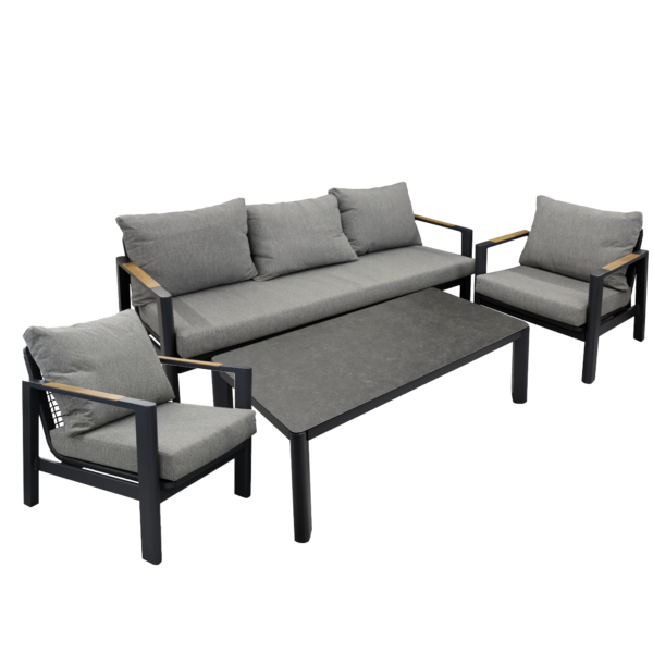 Set Terasa Kansas (4 piese) Descoperiți Setul de terasă Kansas – eleganță, confort și durabilitate pentru grădina sau balconul dumneavoastră. Cu structură din aluminiu rezistent și împletitură din fibră sintetică, oferă un design modern și relaxare deplină în aer liber. Ideal pentru momente speciale alături de cei dragi!