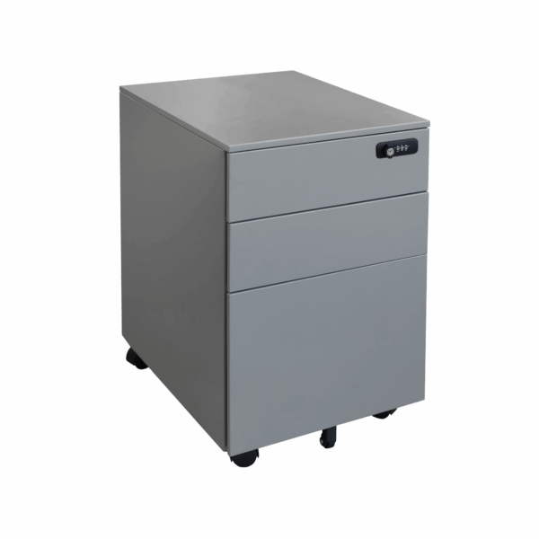 Rollbox Lima Grey Descoperiți Rollbox Grey (7032) – soluția practică și elegantă pentru birou. Cu 3 sertare spațioase, inclusiv unul cu închidere cu cod numeric pentru securitate, și cadru metalic rezistent, acest rollbox oferă organizare eficientă. Mobilitatea este garantată de roțile duble, iar designul modern în alb se integrează perfect în orice spațiu de lucru.